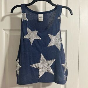 Victoria’s Secret PINK sequin star cropped muscle tank